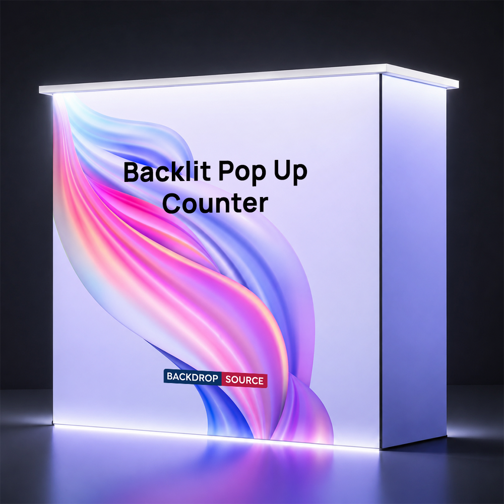 Hinterleuchtete SEG-Stoff-Popup-Theke