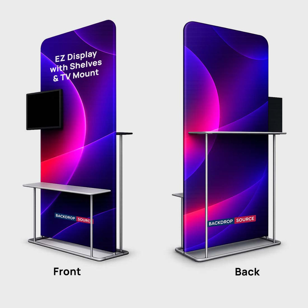 EZ-Display-Aufsteller mit Regalen und TV-Halterung