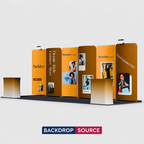 3x6m Magnetic Curved Wall Booth Kit with 2 Counters