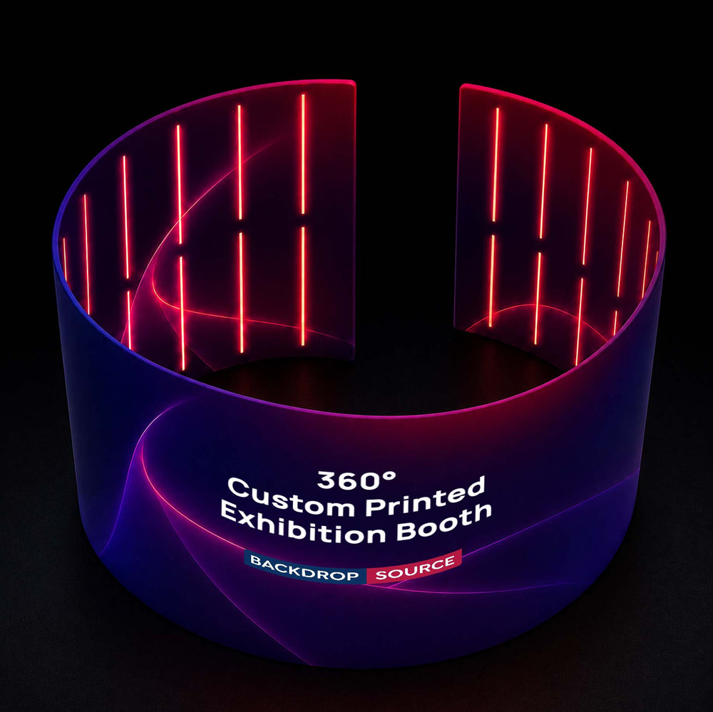 360° individuell bedruckter Messestand mit LED-Beleuchtung