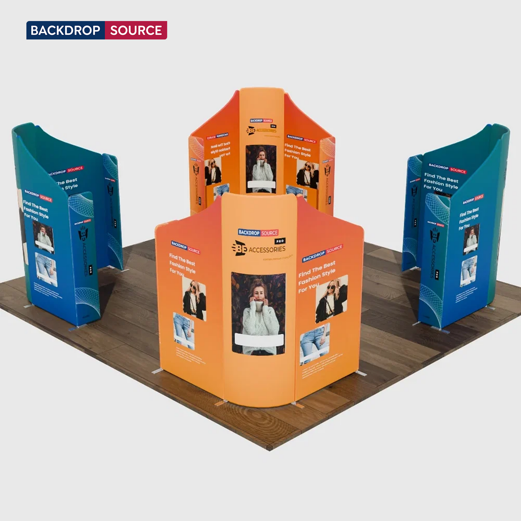 Magnetisches Stoff-Messestandsystem – Modell 5 (6m x 6m)