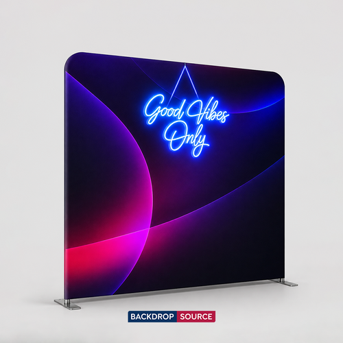 Modulare gerade Spannstoff-Displaywand mit Neonbeleuchtung