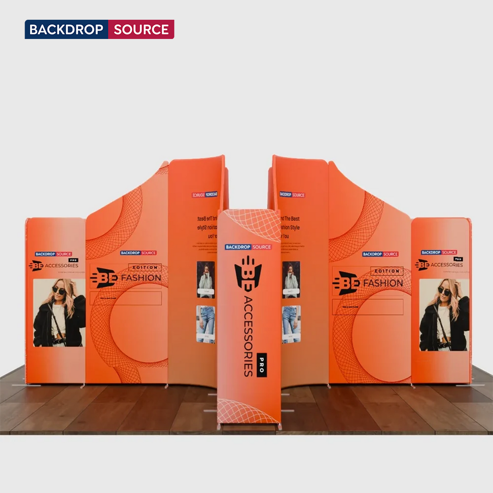 Magnetisches Stoff-Messestandsystem – Modell 4 (5m x 5m)