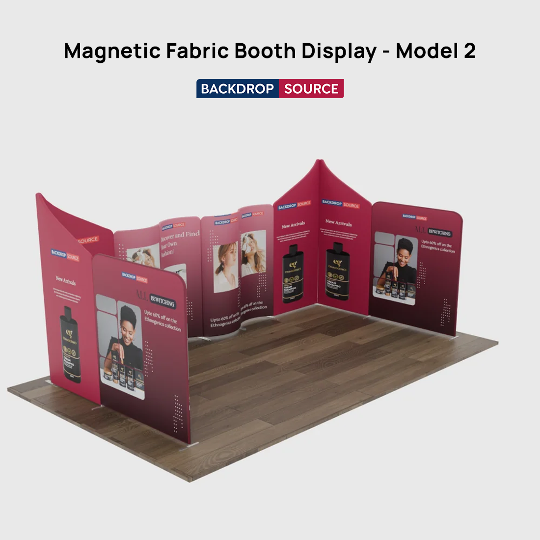 Magnetisches Stoff-Messestandsystem – Modell 2 (6m x 6m)