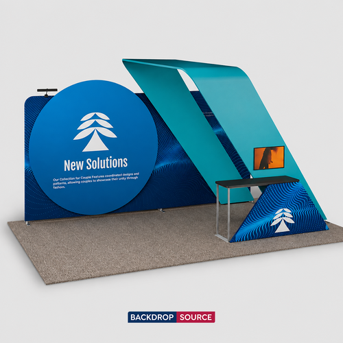 6x3m Booth Kit with 6m Backwall, Circular Display & TV Arch