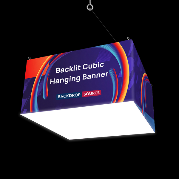 Hinterleuchtetes kubisches Hängebanner