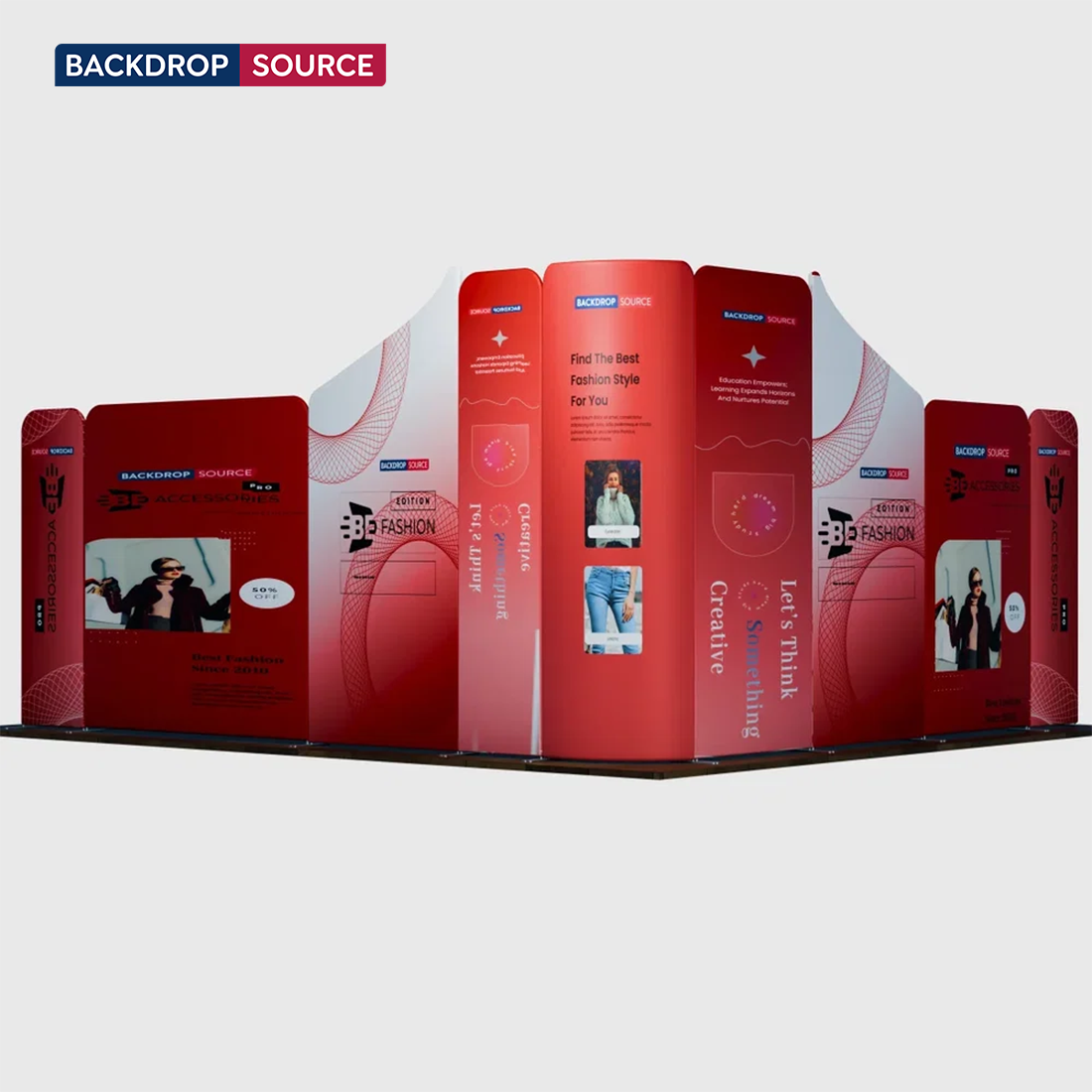 Magnetisches Stoff-Messestandsystem – Modell 5 (4 x 4m)
