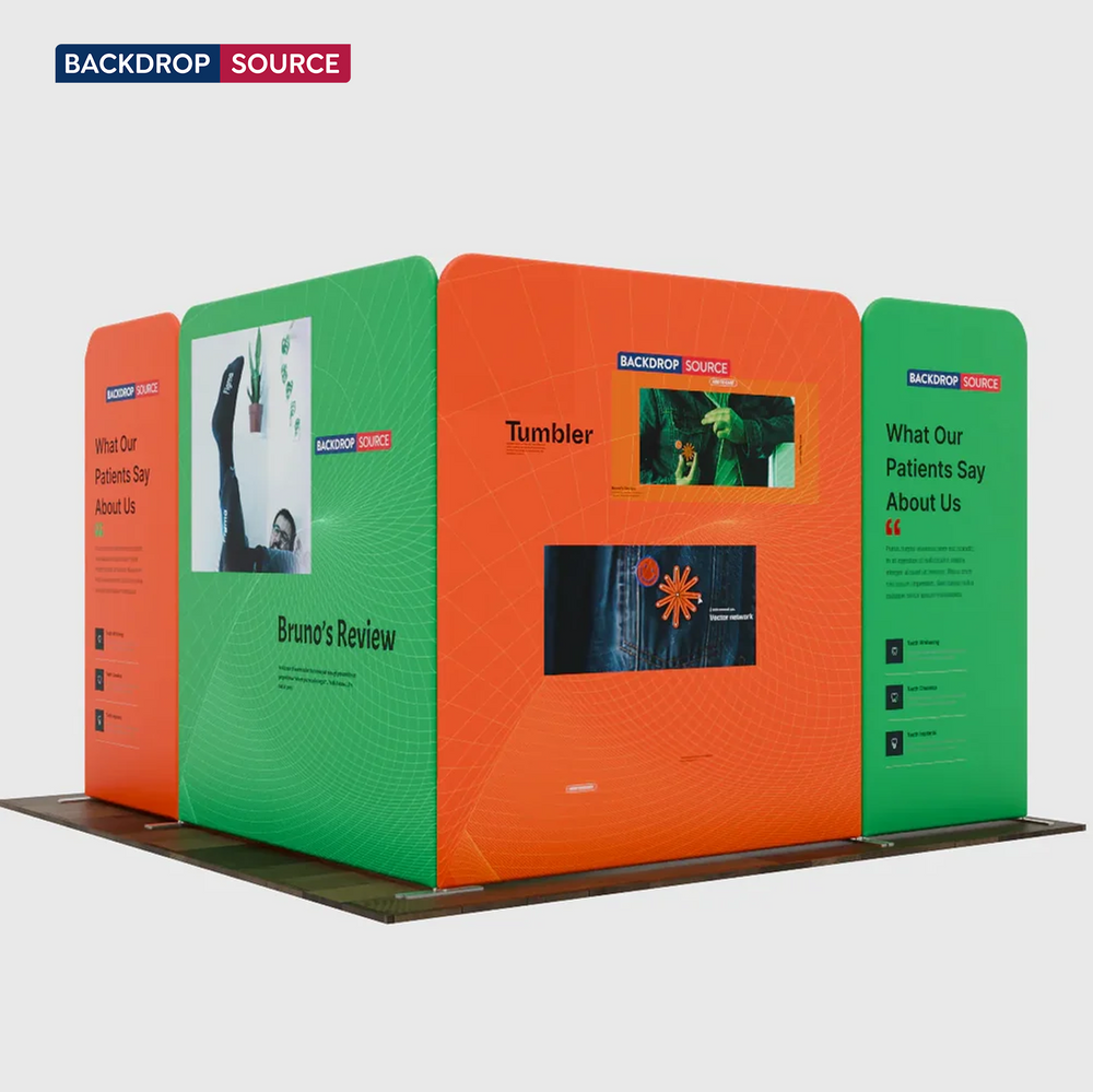 Magnetisches Stoff-Messestandsystem – Modell 2 (3m x 3m)