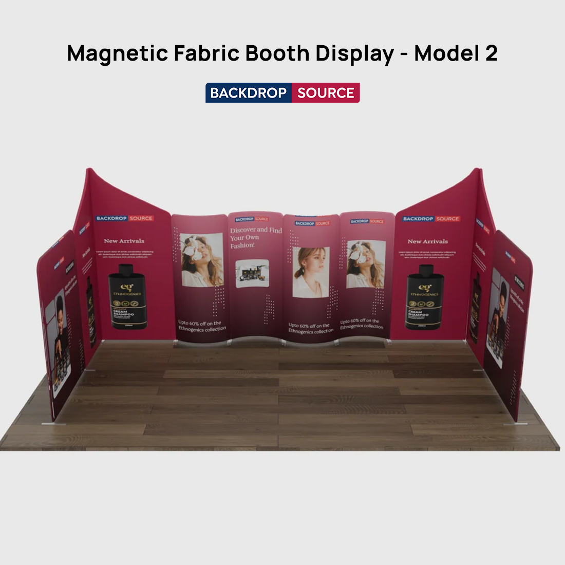 Magnetisches Stoff-Messestandsystem – Modell 2 (6m x 6m)