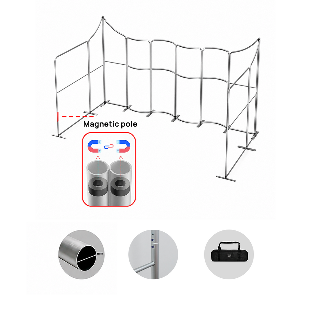Magnetisches Stoff-Messestandsystem – Modell 2 (6m x 6m)