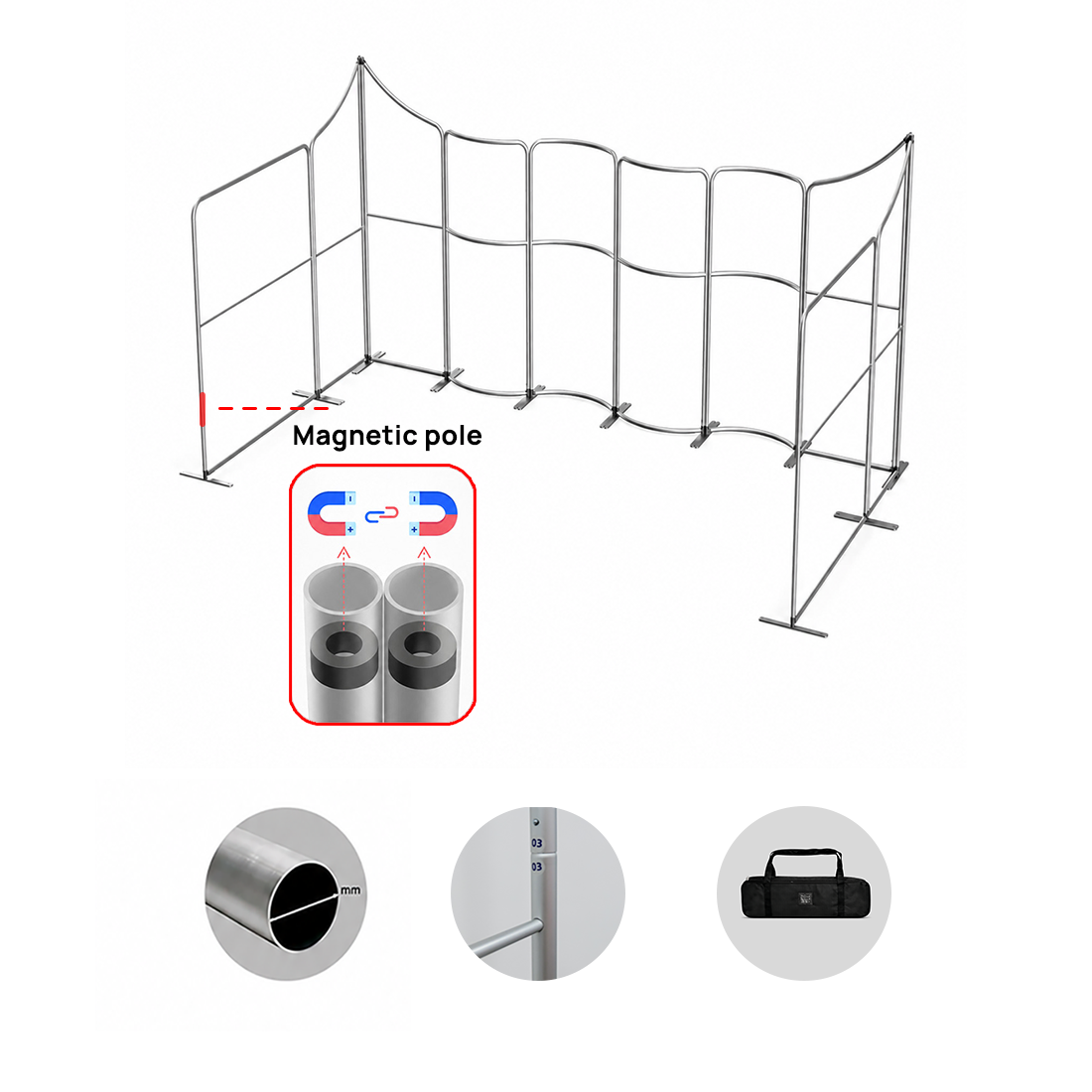 Magnetisches Stoff-Messestandsystem – Modell 2 (6m x 6m)