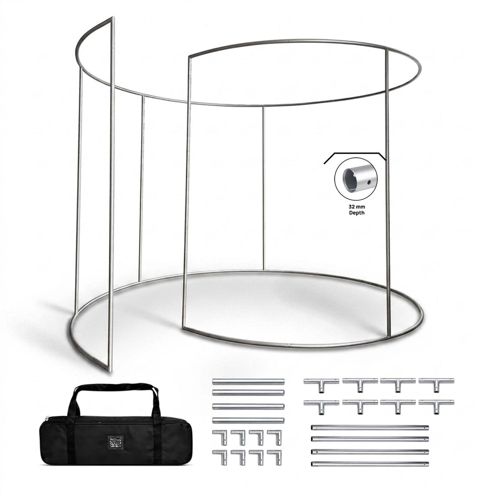 360° individuell bedruckter Messestand mit LED-Beleuchtung