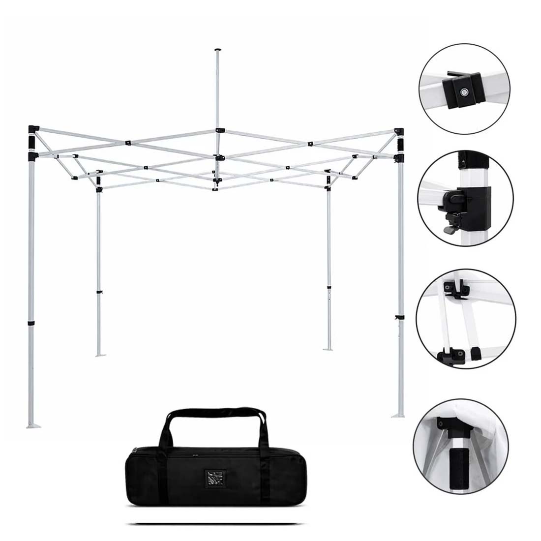 3m x 3m Stoff-Überdachungsset mit Wasserfallregalen und TV-Halterungen