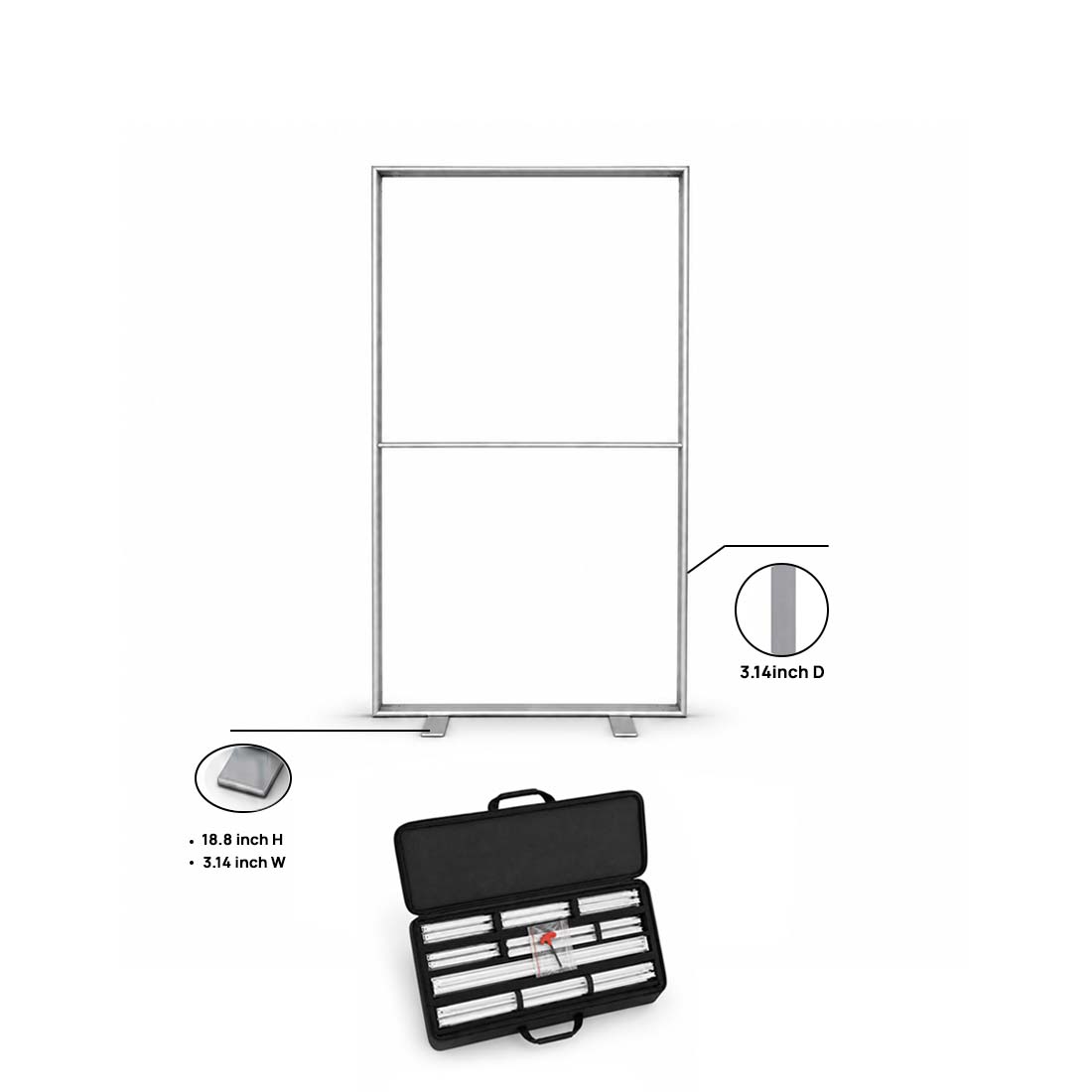 SEG-Stoff-Medienwand – 1m W x 2m H