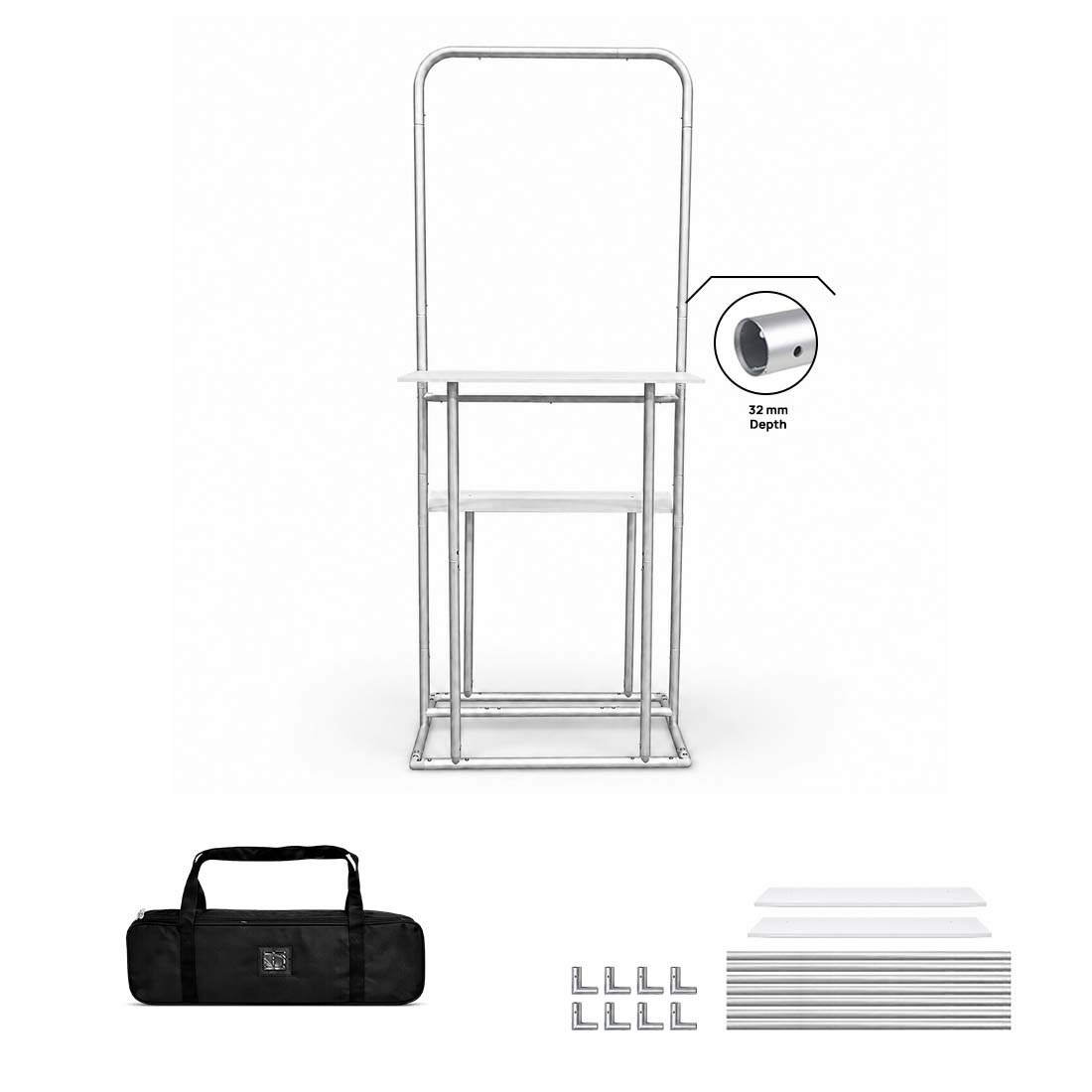 EZ-Display-Aufsteller mit Regalen und TV-Halterung