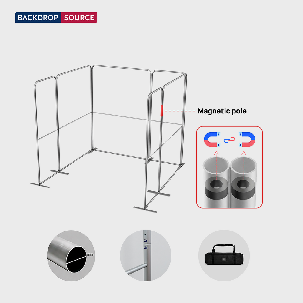 Magnetisches Stoff-Messestandsystem – Modell 3 (3m x 3m)