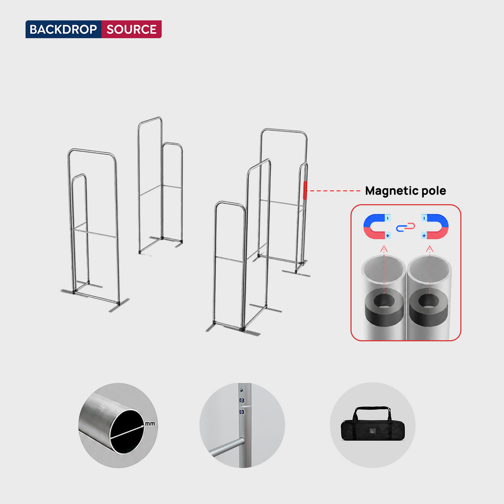 Magnetisches Stoff-Messestandsystem – Modell 4 (3m x 3m)