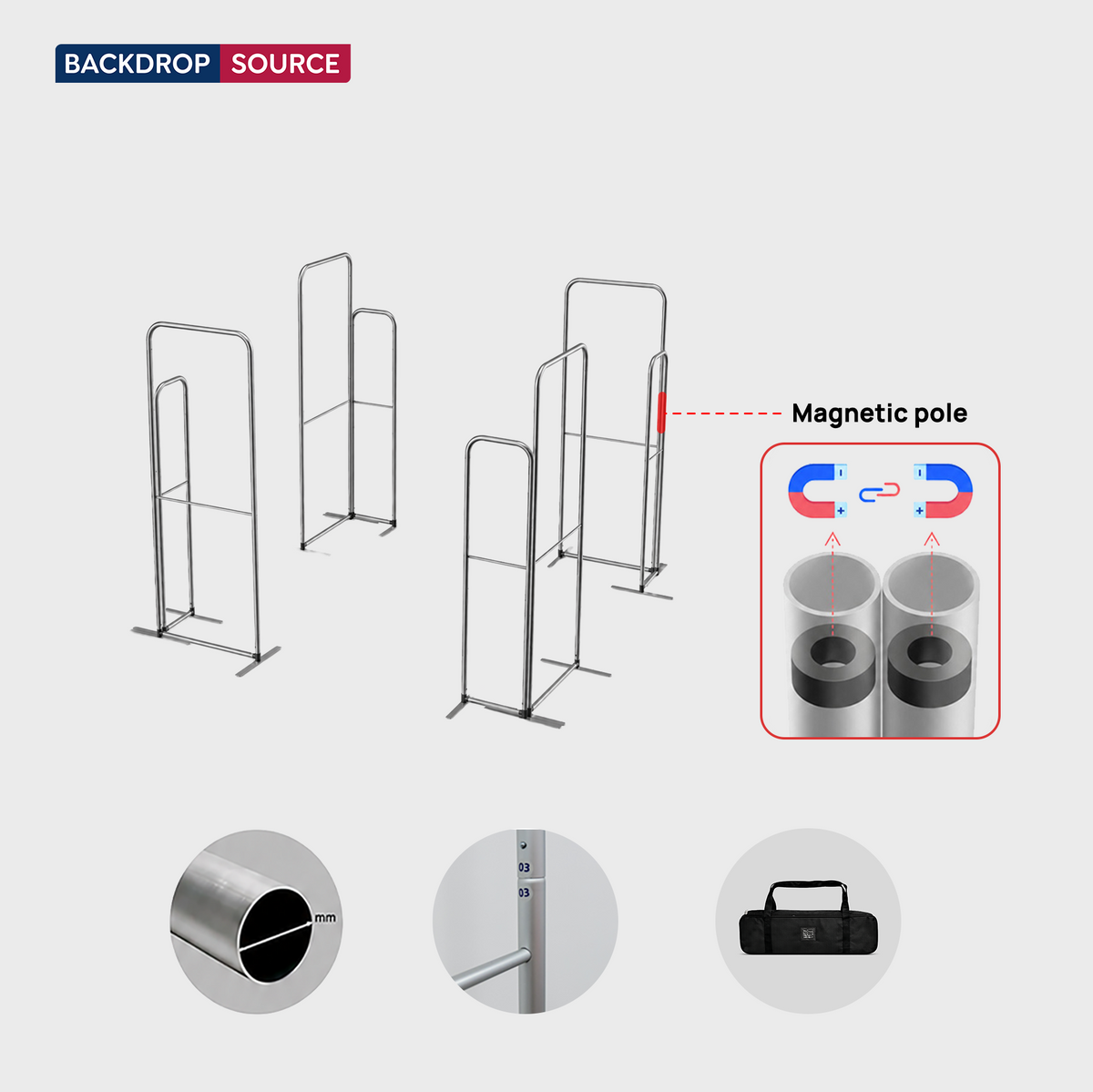 Magnetisches Stoff-Messestandsystem – Modell 4 (3m x 3m)