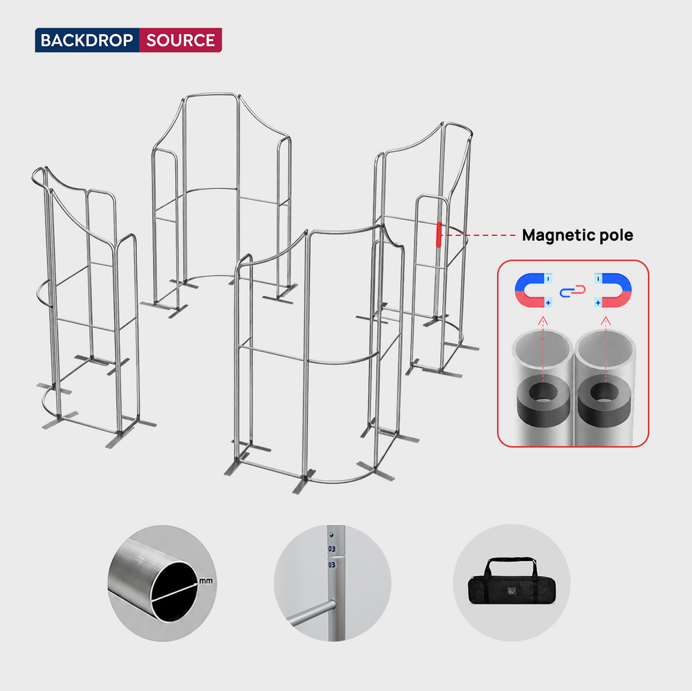 Magnetisches Stoff-Messestandsystem – Modell 5 (6m x 6m)