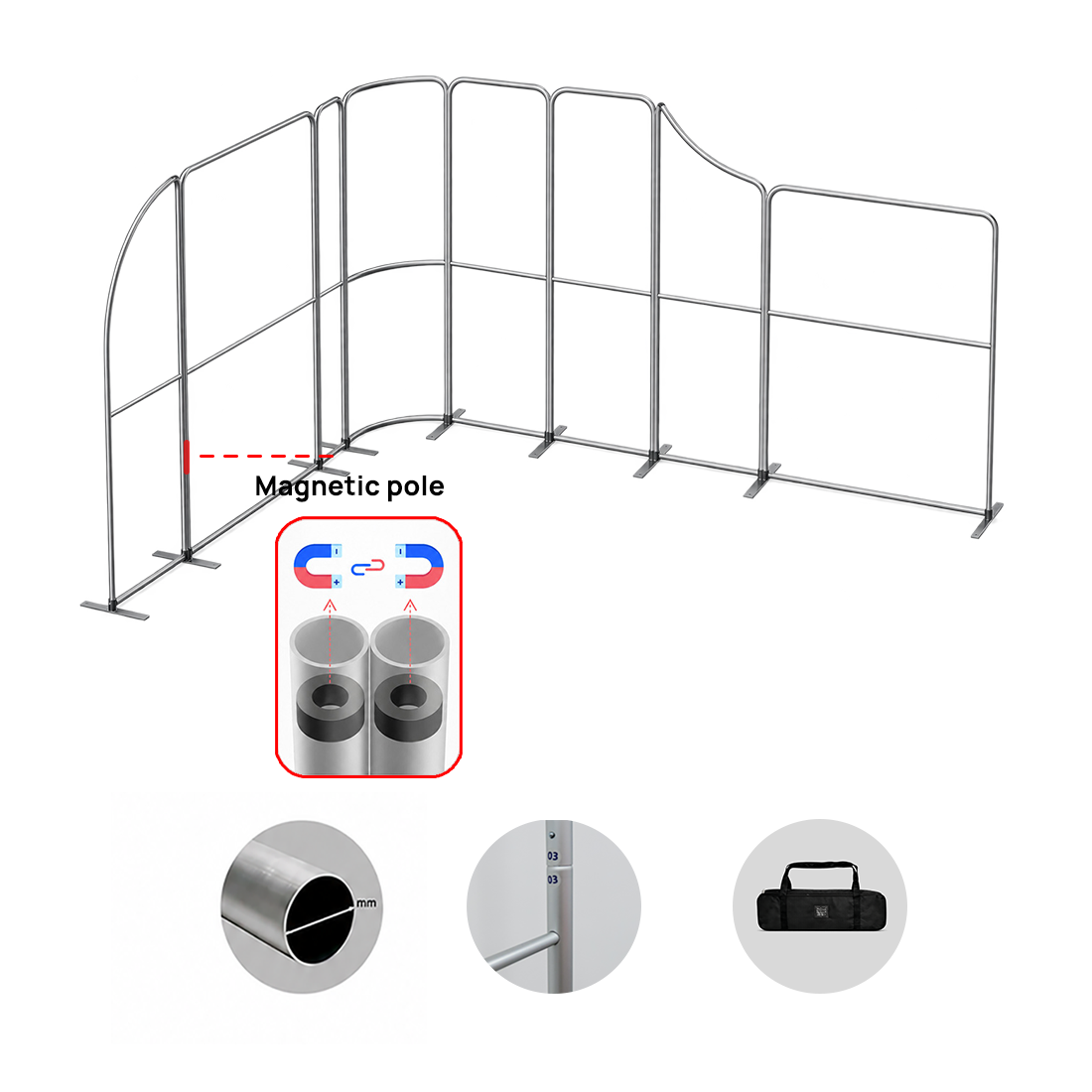 Magnetisches Stoff-Messestandsystem – Modell 3 (5m x 4m)