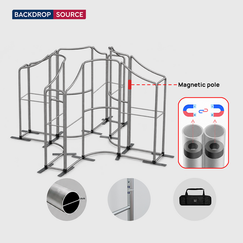 4x4m Magnetic Fabric Booth Wall with 16 Panels