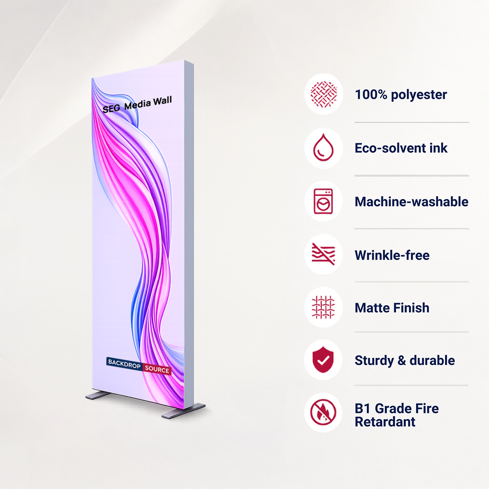 SEG-Stoff-Medienwand – 0.85m W x 2m H