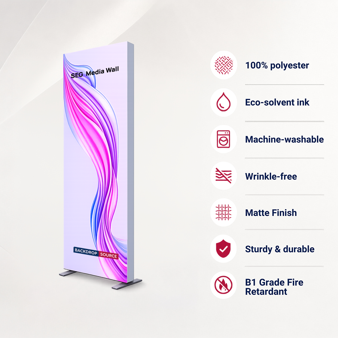 SEG-Stoff-Medienwand – 0.85m W x 2m H