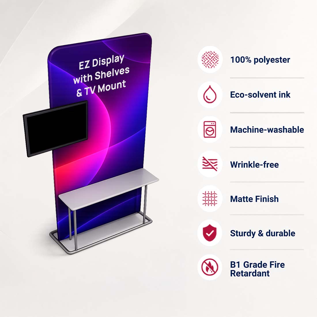 EZ-Display-Aufsteller mit Regalen und TV-Halterung