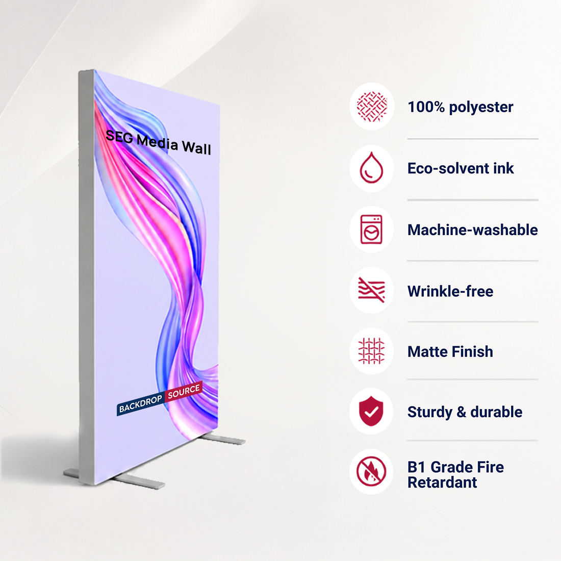 SEG-Stoff-Medienwand – 1.2m W x 2m H