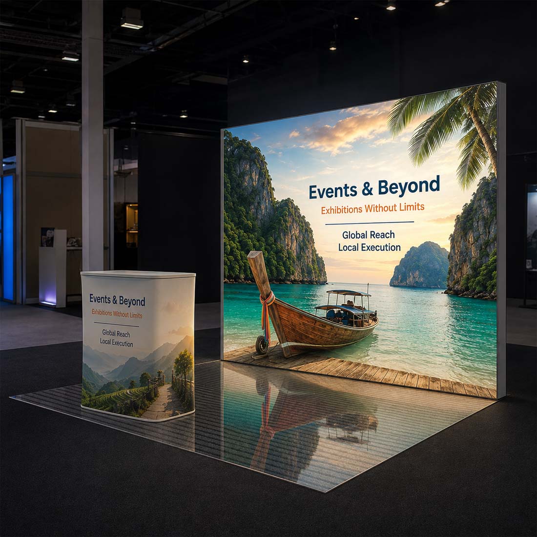 3x3m Backlit SEG Lightbox Wall with LED Counter