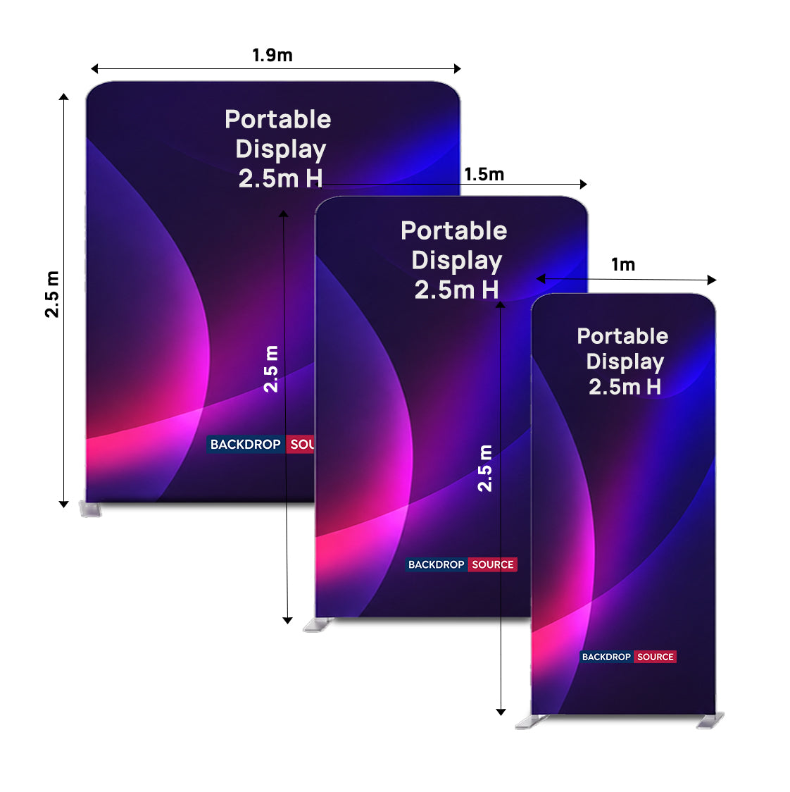 Portable 2.5m H High Fabric Exhibit Display