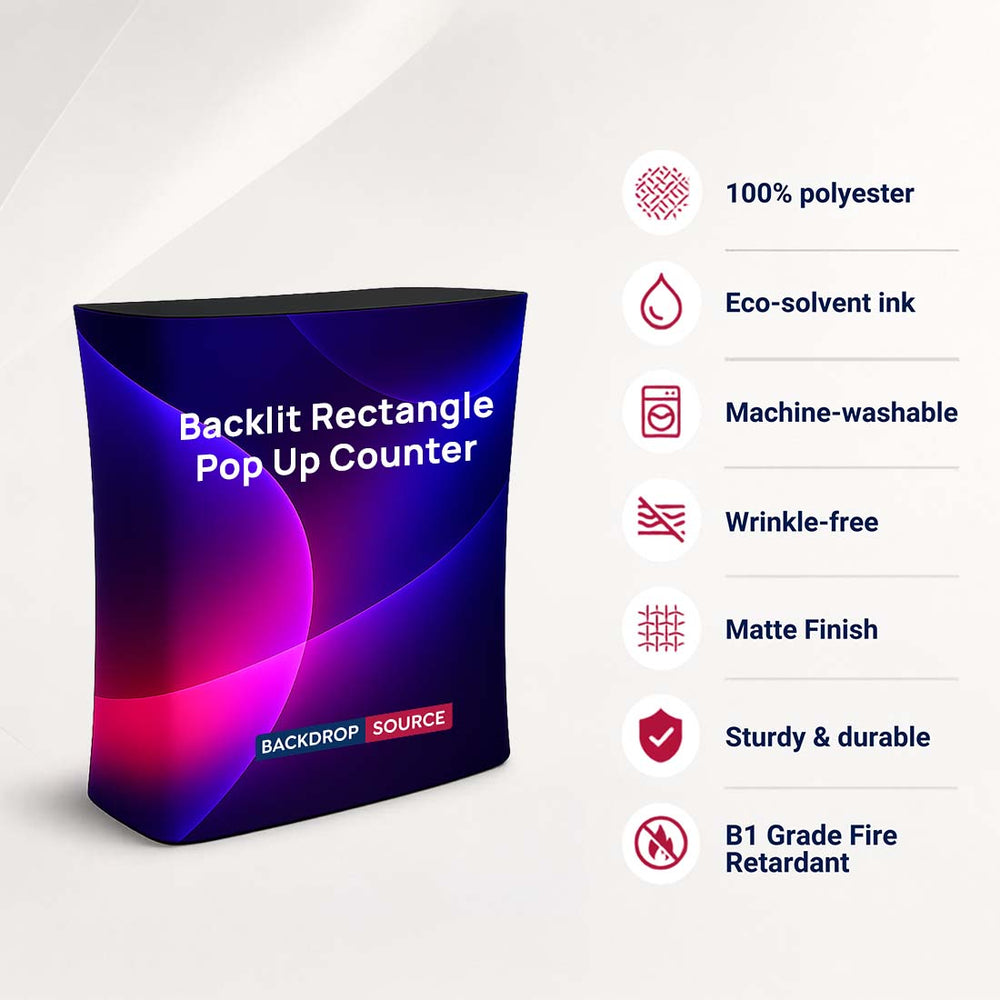 Hinterleuchtete rechteckige Pop-up-Theke aus Spannstoff
