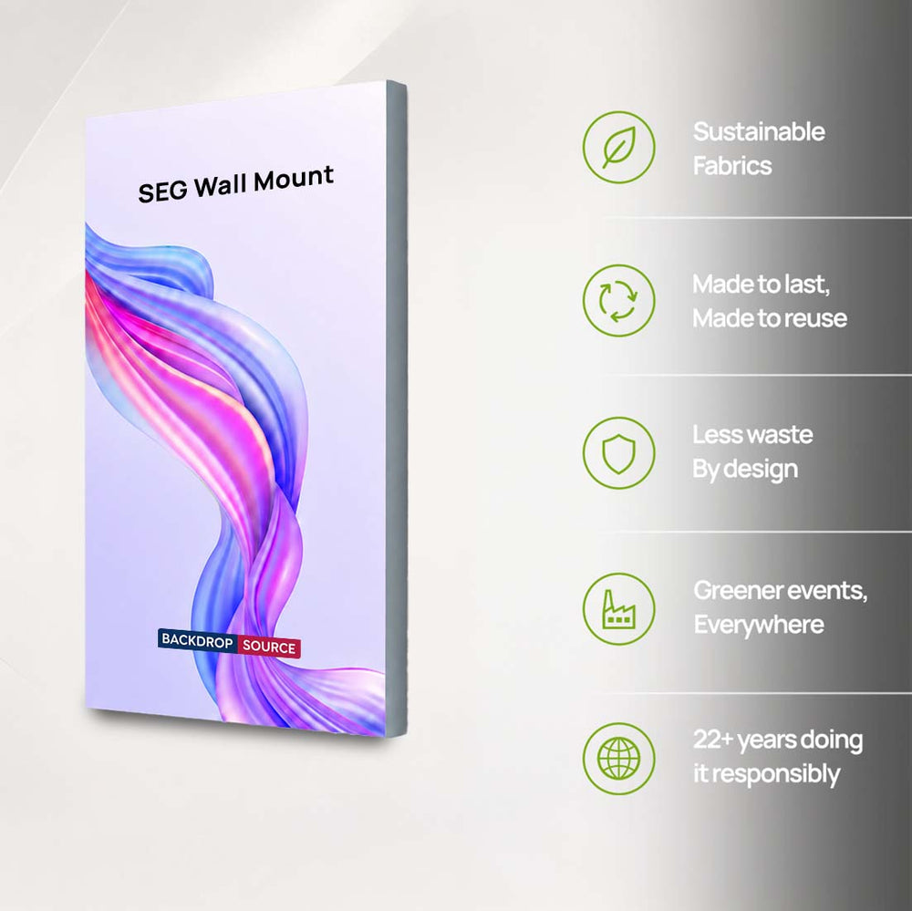 Wandmontiertes SEG-Spannstoffdisplay – 20 mm Tiefe