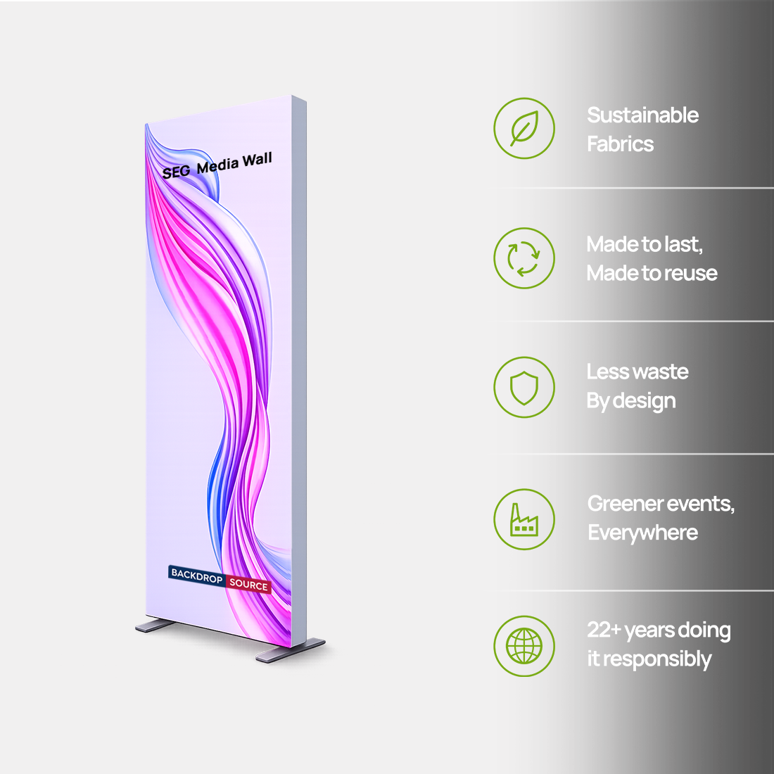 SEG-Stoff-Medienwand – 0.85m W x 2m H