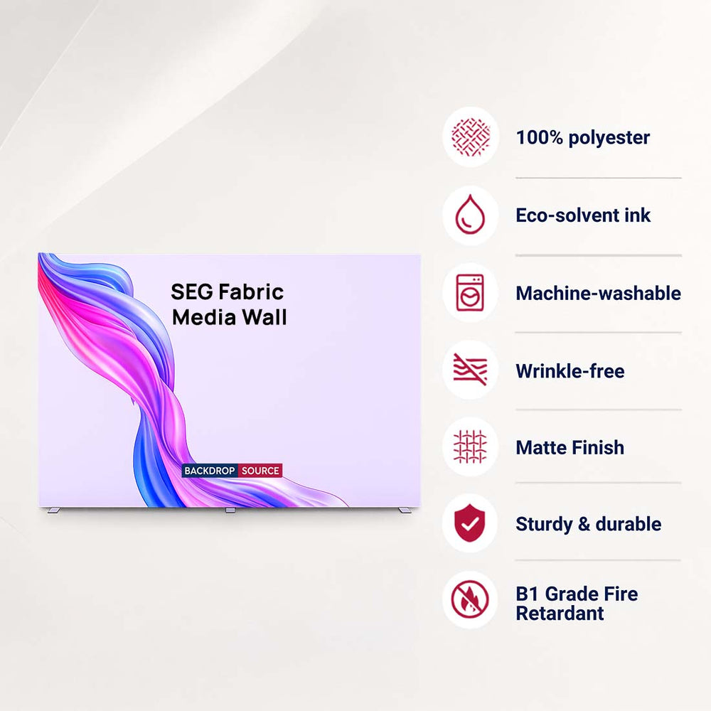 SEG-Stoff-Medienwand – 5m W x 2.5m H