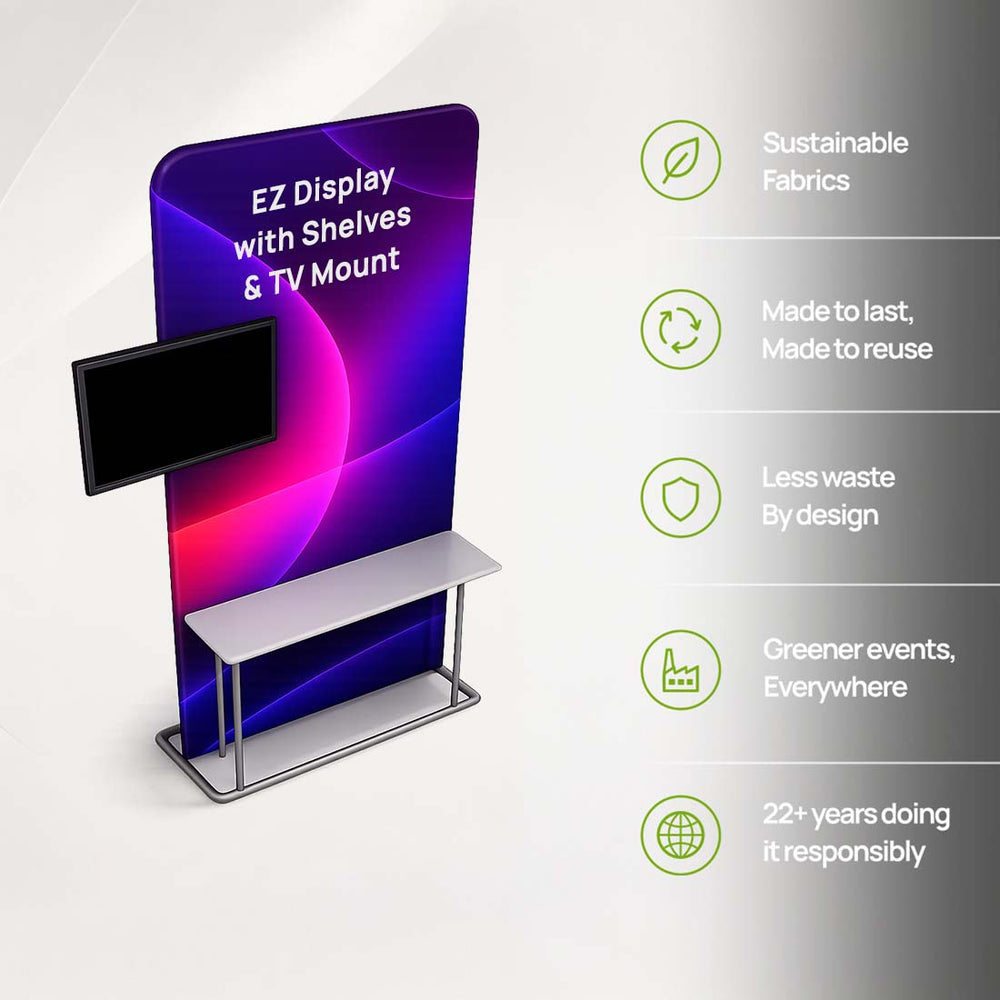 EZ-Display-Aufsteller mit Regalen und TV-Halterung