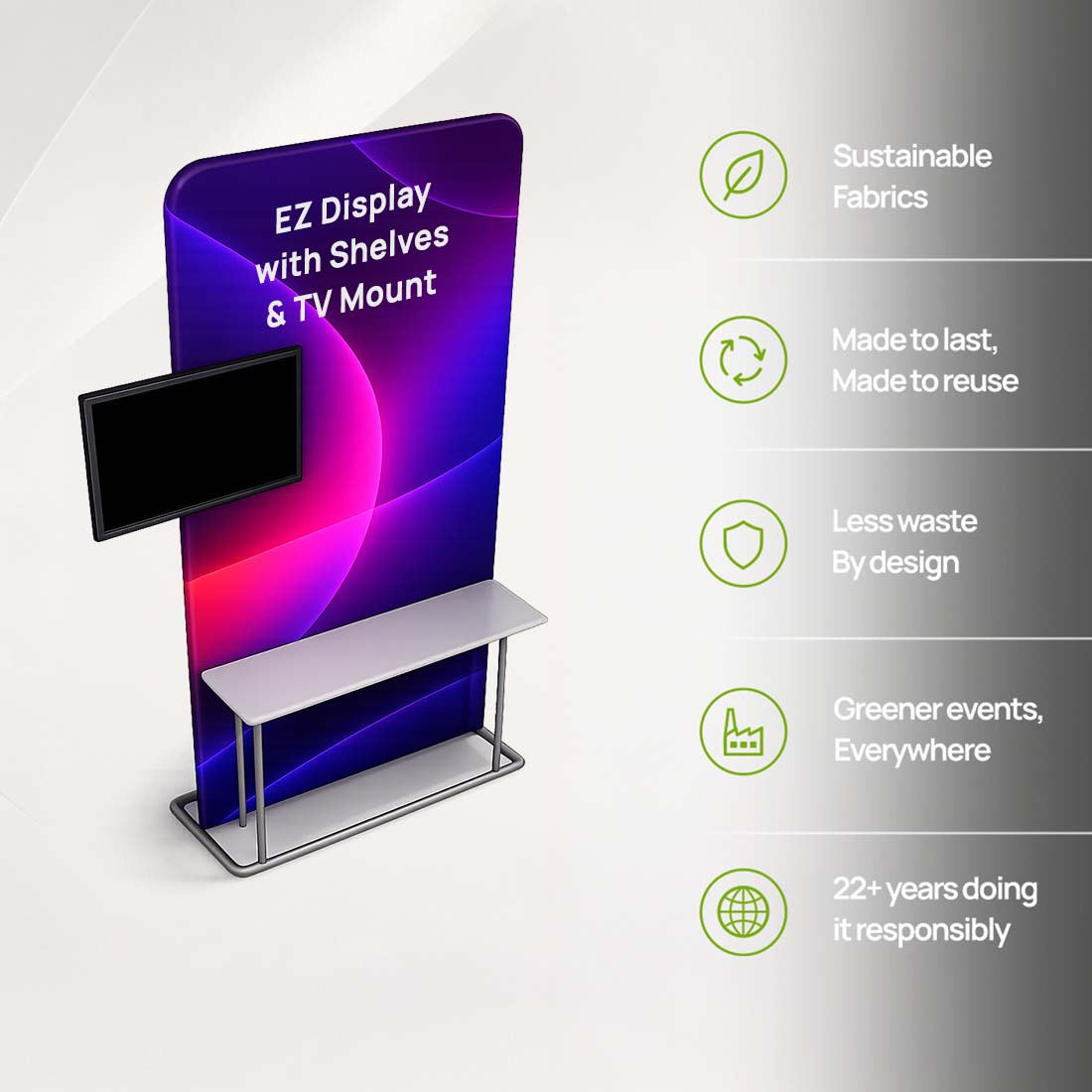 EZ-Display-Aufsteller mit Regalen und TV-Halterung