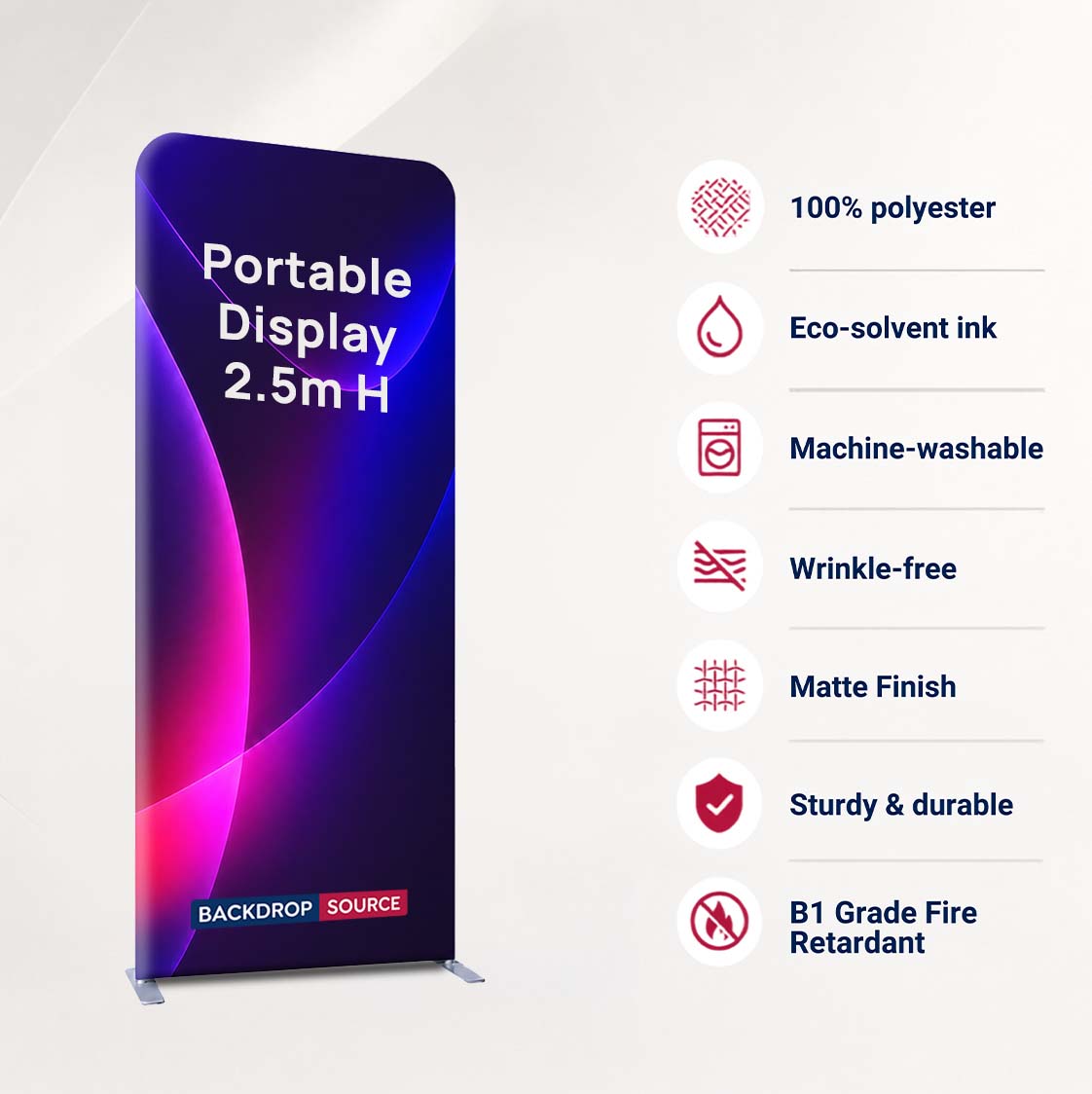 Portable 2.5m H High Fabric Exhibit Display