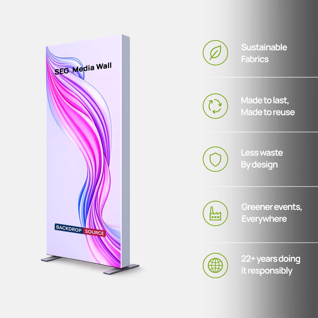 SEG-Stoff-Medienwand – 1m W x 2m H