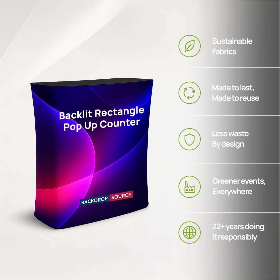 Hinterleuchtete rechteckige Pop-up-Theke aus Spannstoff