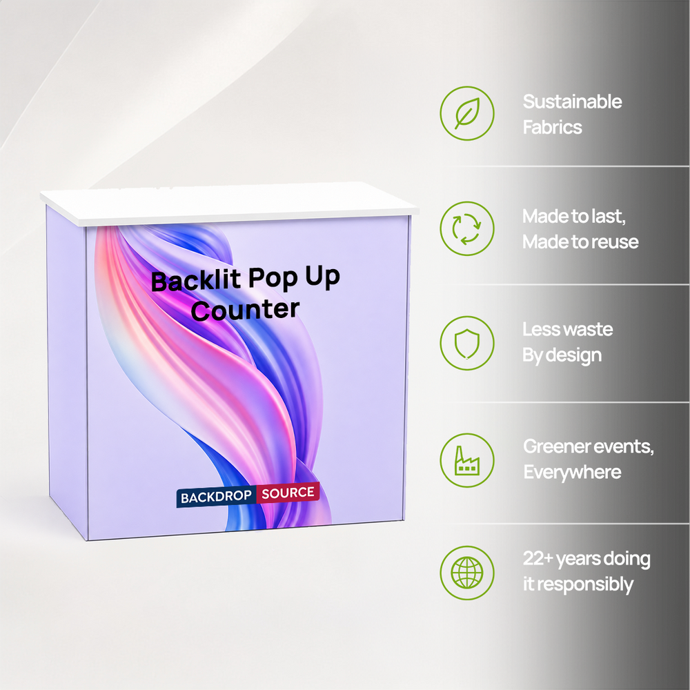 Hinterleuchtete SEG-Stoff-Popup-Theke