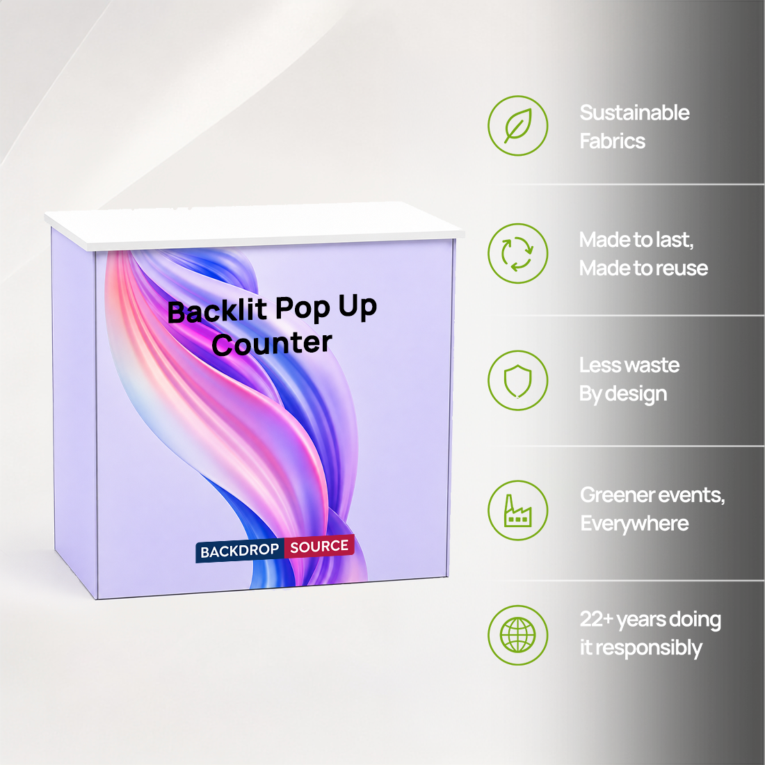 Hinterleuchtete SEG-Stoff-Popup-Theke