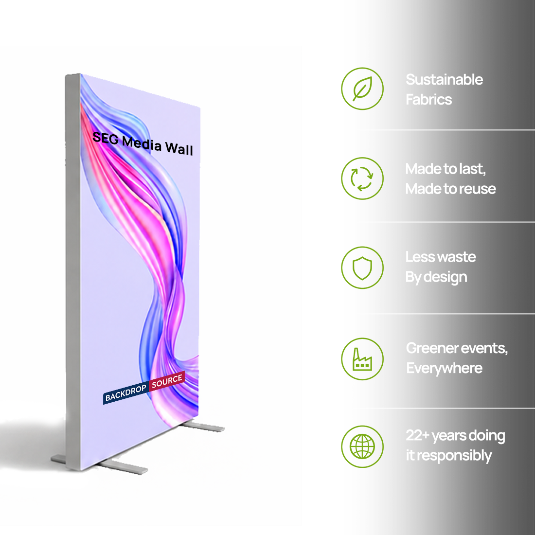 SEG-Stoff-Medienwand – 1.2m W x 2m H