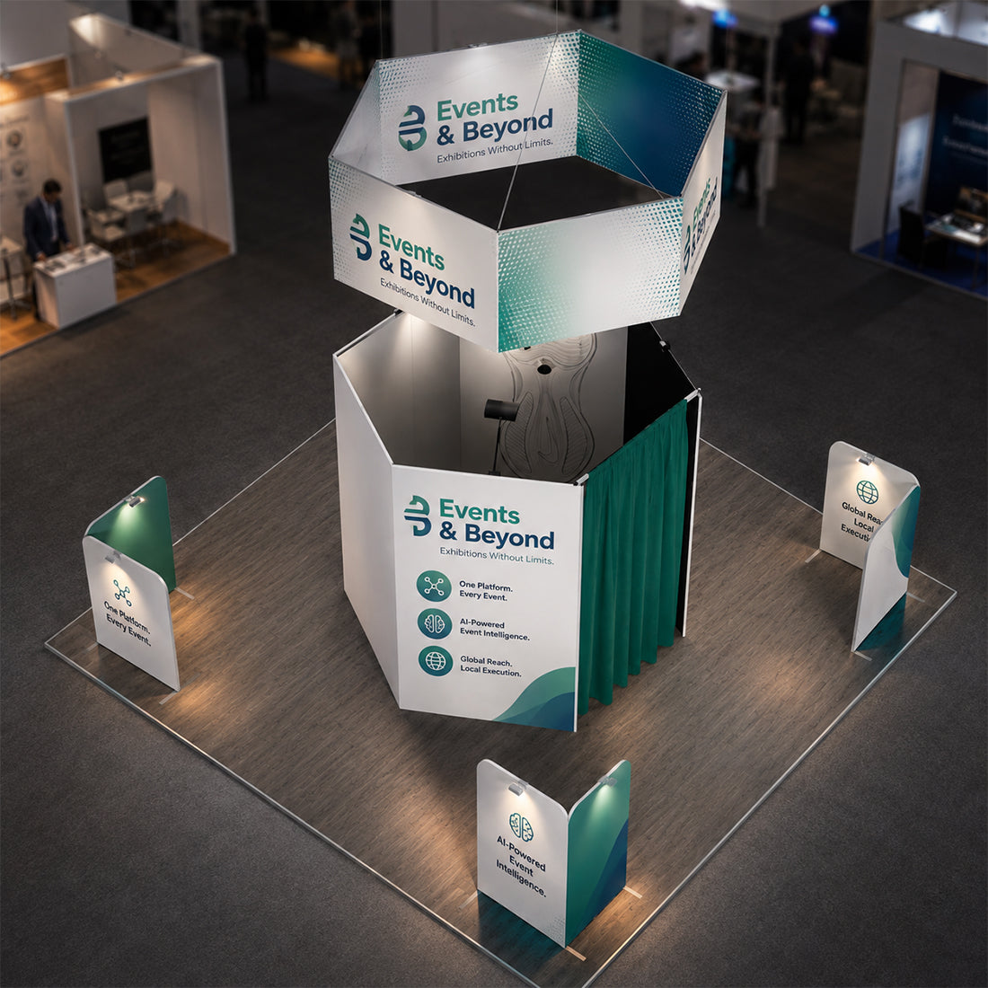 Modulare Messestand-Sets 6m x 6m – Modell 20