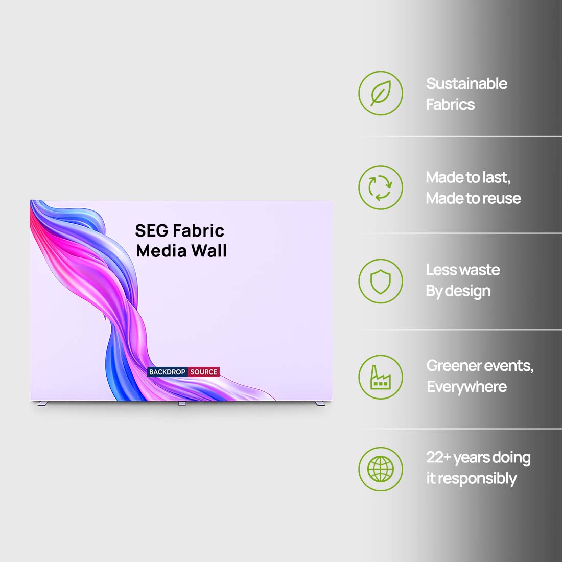 SEG-Stoff-Medienwand – 5m W x 2.5m H