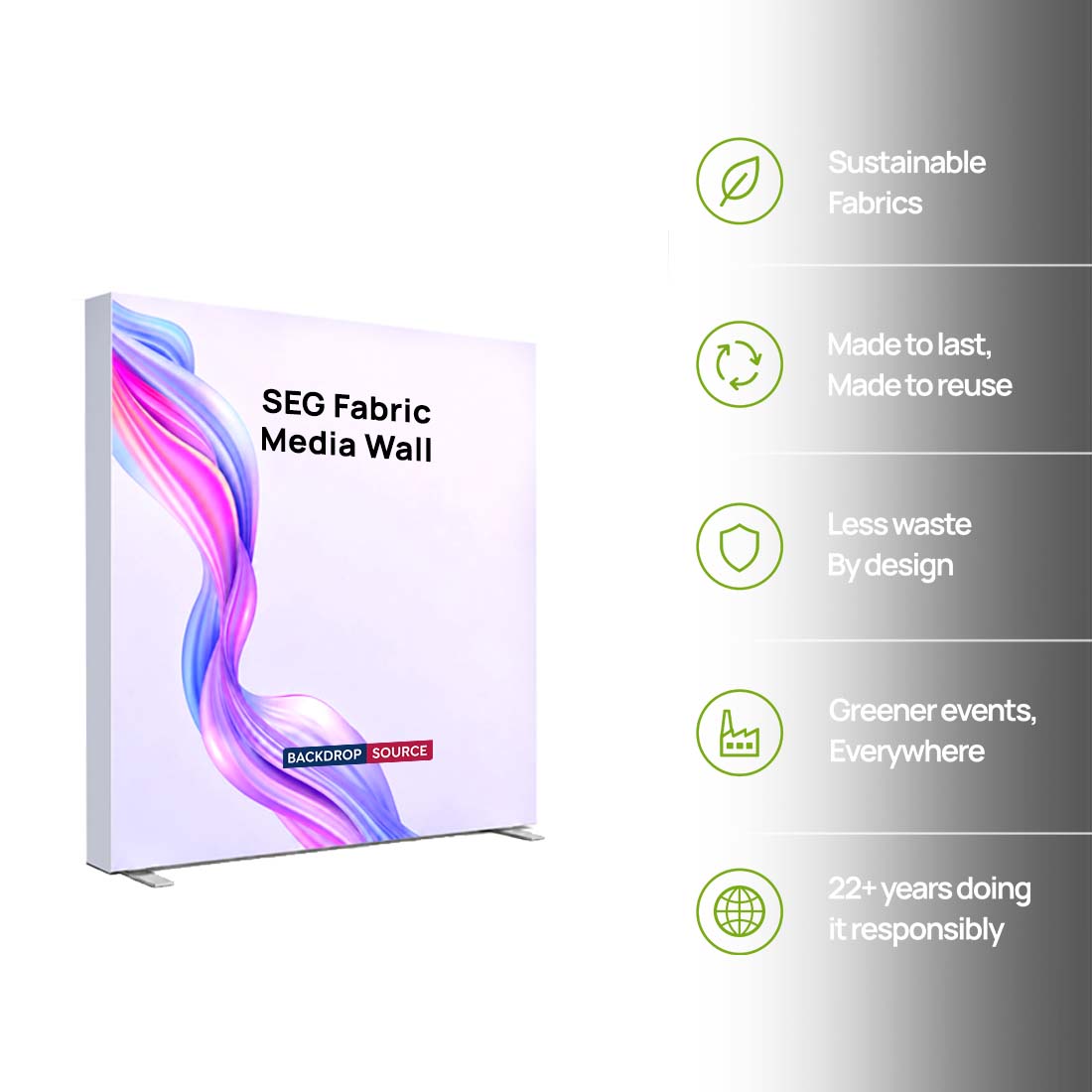 SEG-Stoff-Medienwand – 2.5m W x 2.5m H