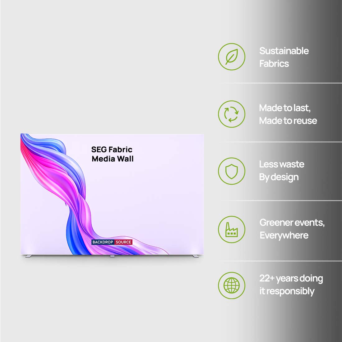 SEG-Stoff-Medienwand – 4m W x 2.5m H
