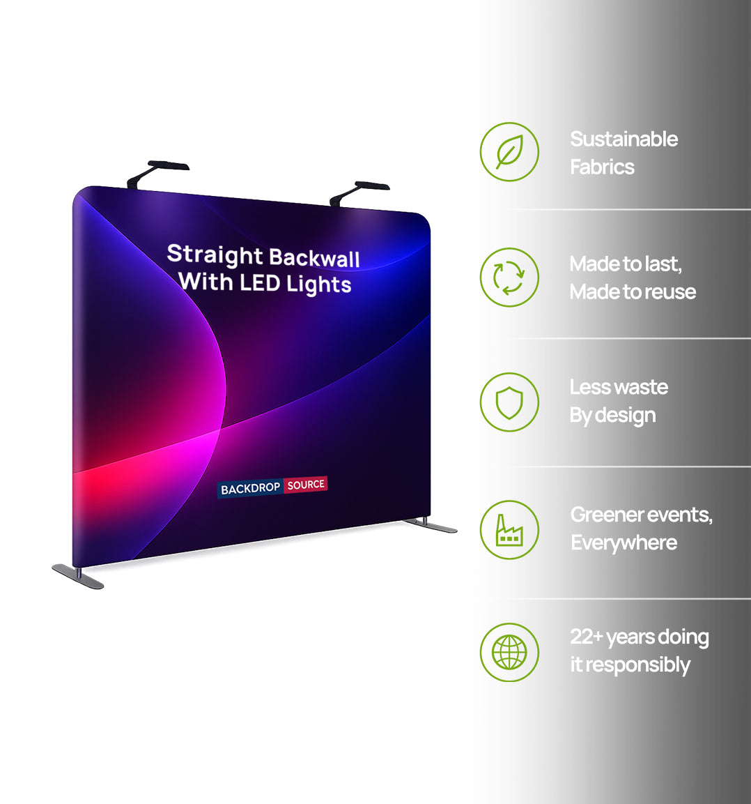 Premium Straight Fabric Wall with LED Spotlights