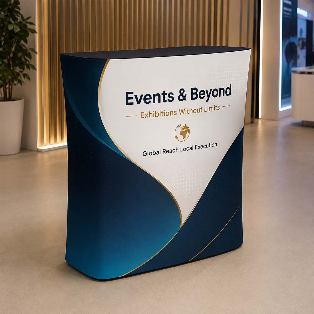 Hinterleuchtete rechteckige Pop-up-Theke aus Spannstoff