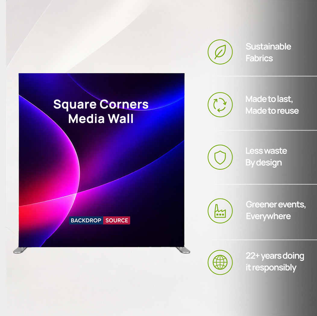 Portable Straight Media Wall – Square Corners